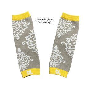 BL Baby Leggings One-Size Yellow & Grey Damask Leg Warmers
